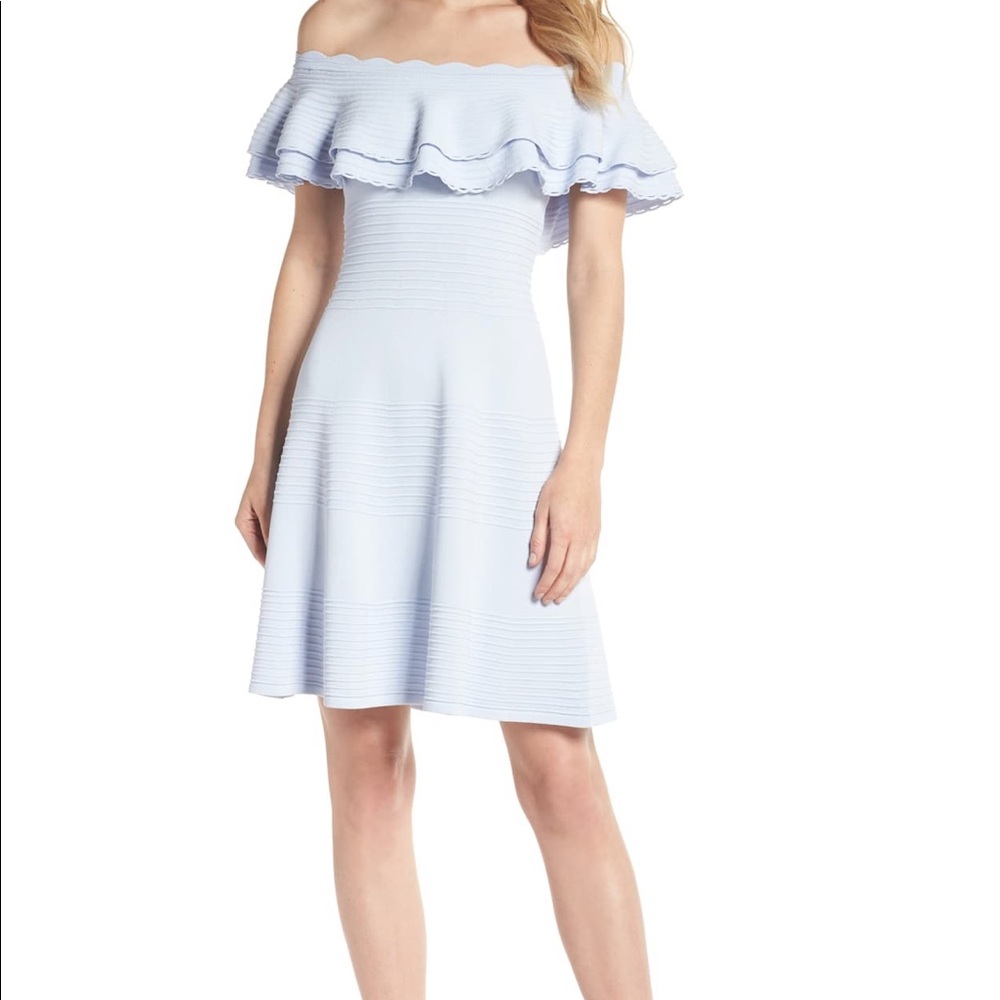 Eliza J Off the Shoulder Fit & Flare Dress